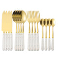 Kit 24 peças Talheres Colher Garfo Faca Luxo Linha Ouro (Sem Suporte)