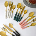 Kit 24 peças Talheres Colher Garfo Faca Luxo Linha Ouro (Sem Suporte)