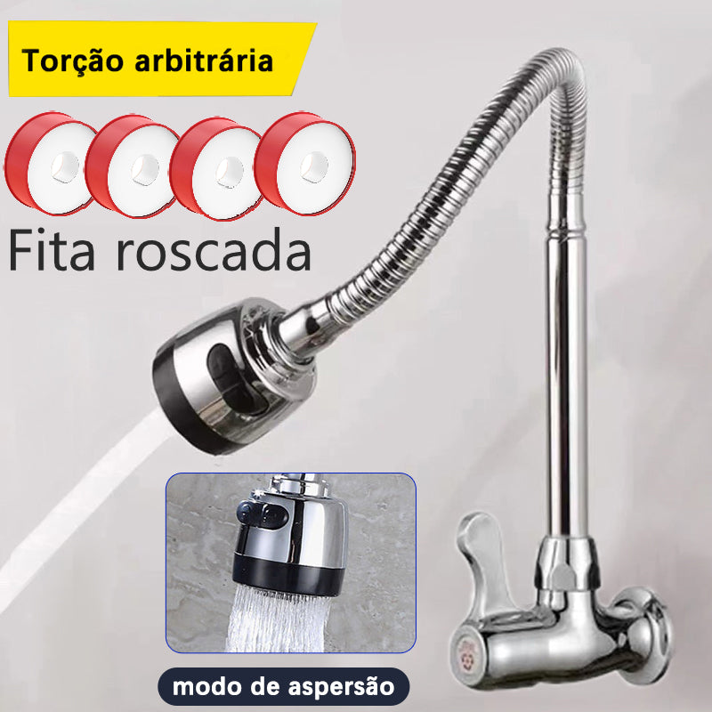 Torneira de Cozinha | Preta Flexível | Duplo Jato | Cone 1/4 de Volta