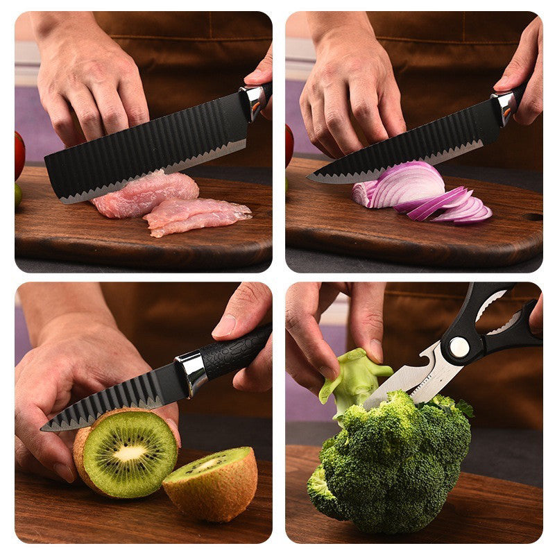 Kit 6 Facas Churrasco Inox Profissional Antiaderente
