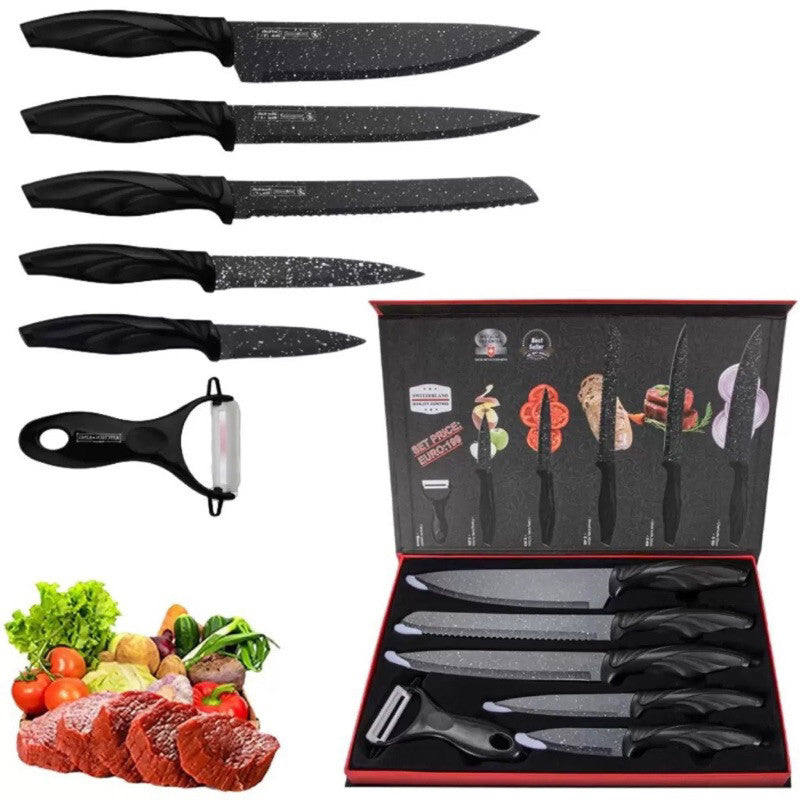 Kit 6 Facas Churrasco Inox Profissional Antiaderente